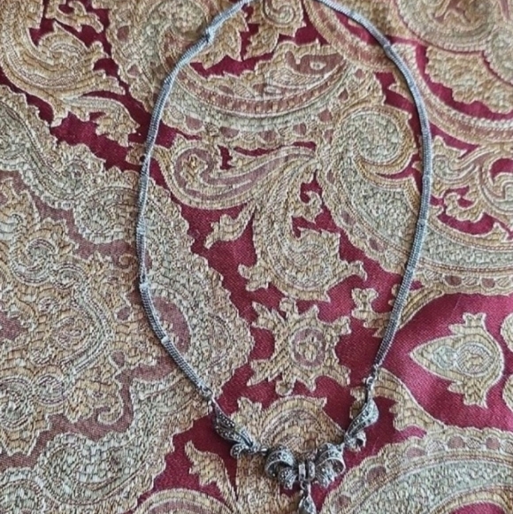 Antique art deco collar Bib Necklace solid Thick solid sterl  Or 10k Gold - Picture 9 of 12